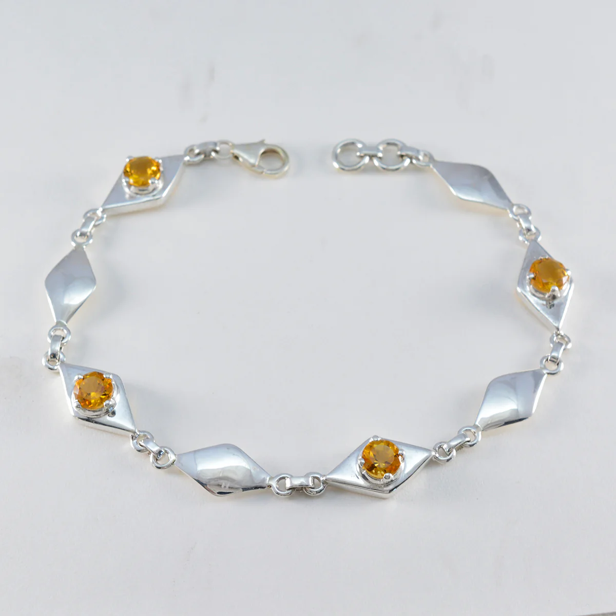 Citrine Global Day of Parents Slim Yellow Sterling Silver Links Bracelet - Image 2