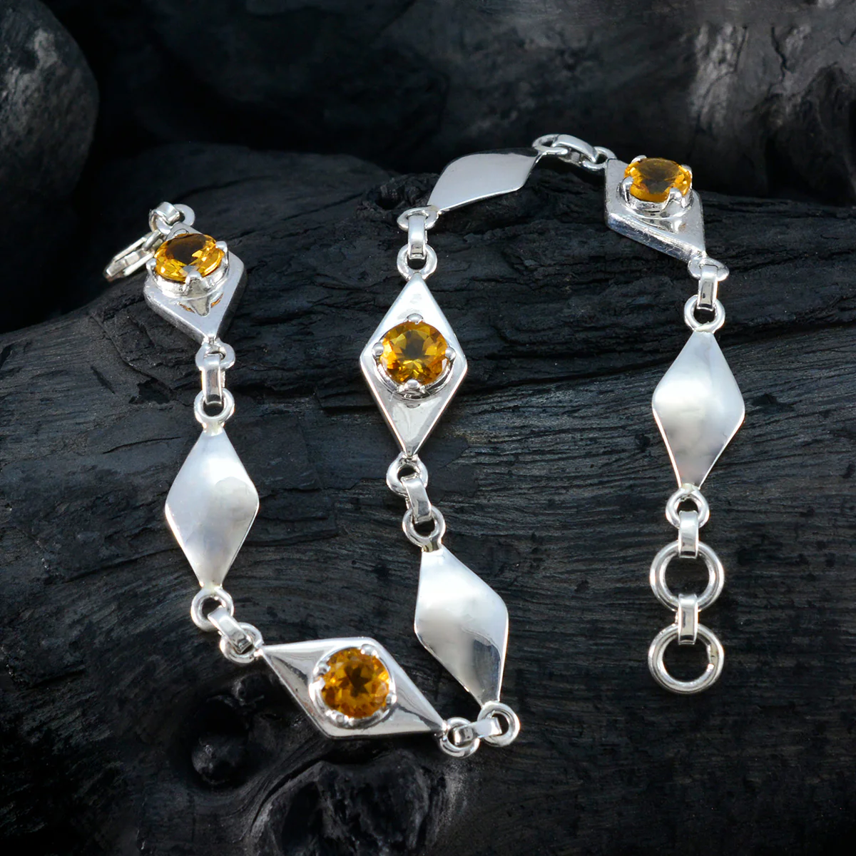 Citrine Global Day of Parents Slim Yellow Sterling Silver Links Bracelet - Image 5