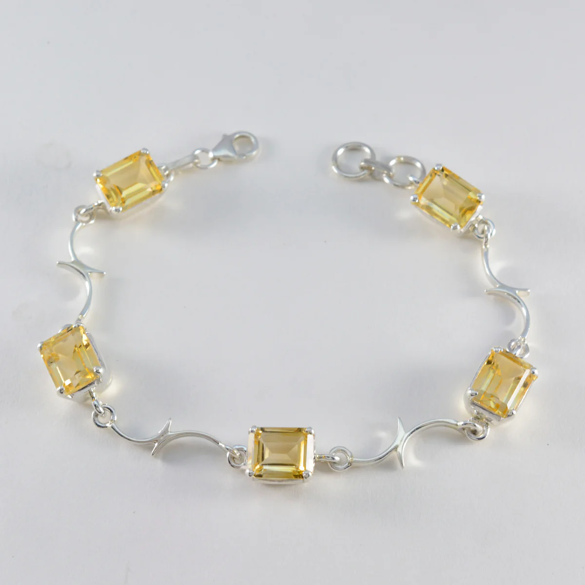 Citrine Go-to Slim Yellow 925 Silver Links Bracelet - Image 2