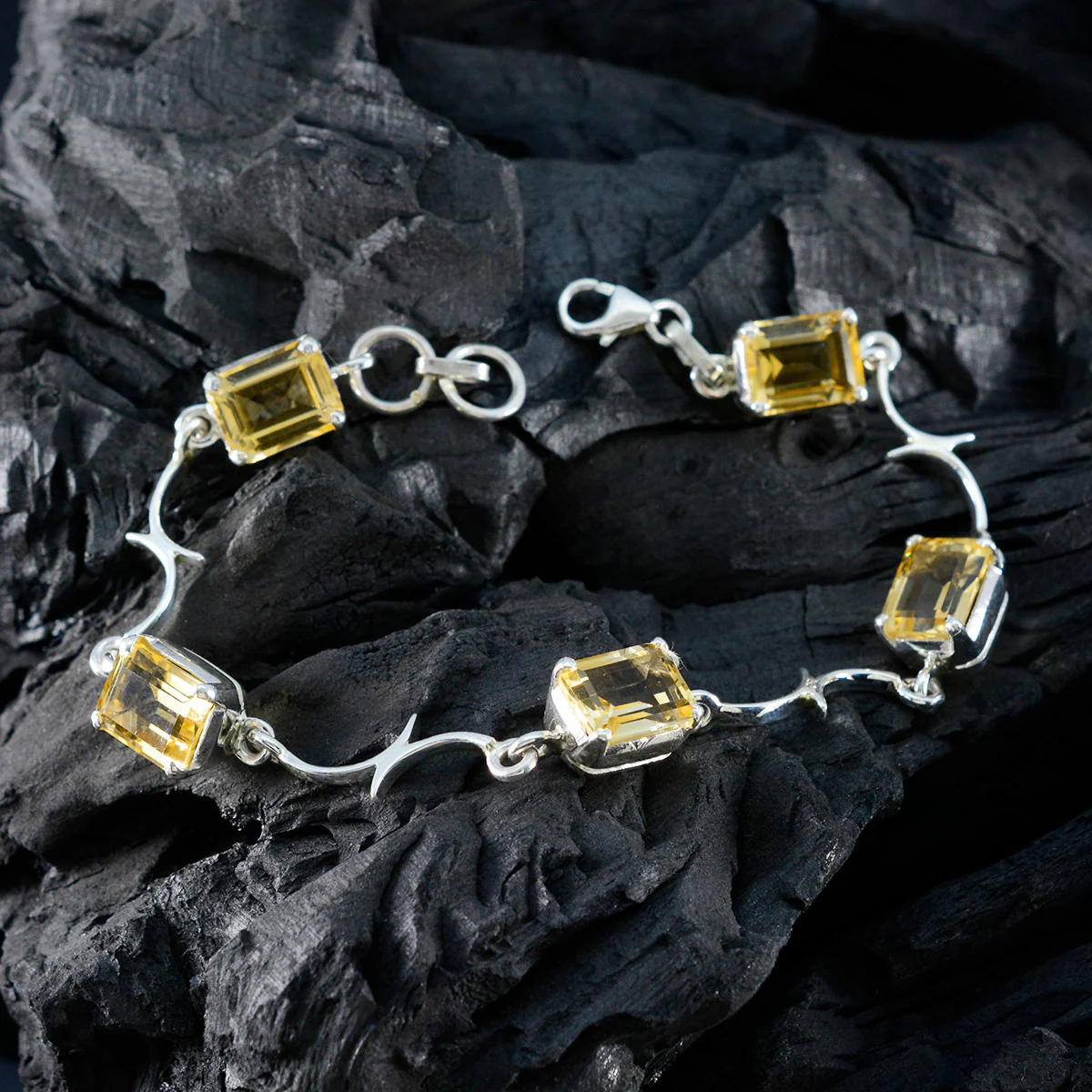 Citrine Go-to Slim Yellow 925 Silver Links Bracelet - Image 5