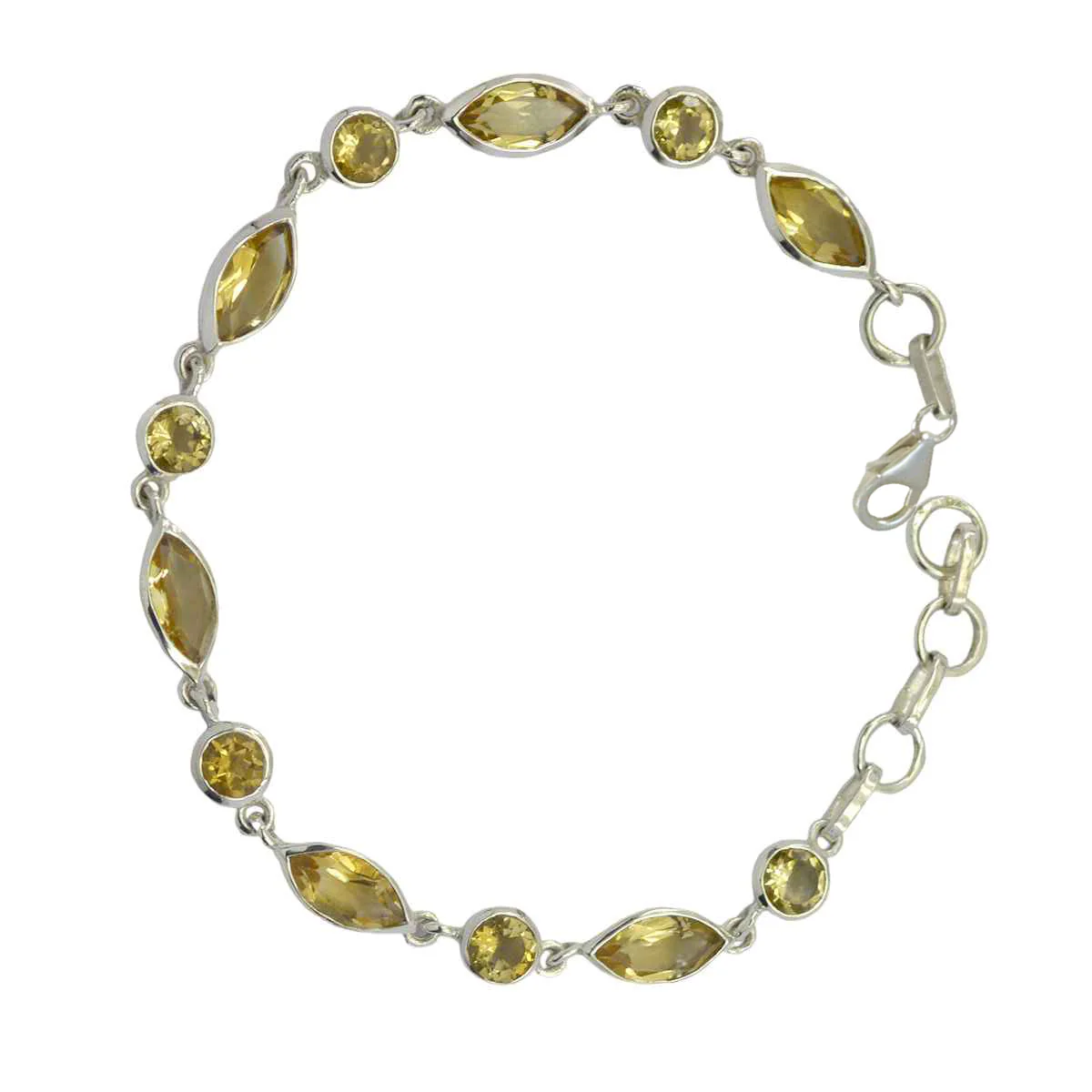 Citrine Groundhog Day Slim Yellow Sterling Silver Links Bracelet - Image 3