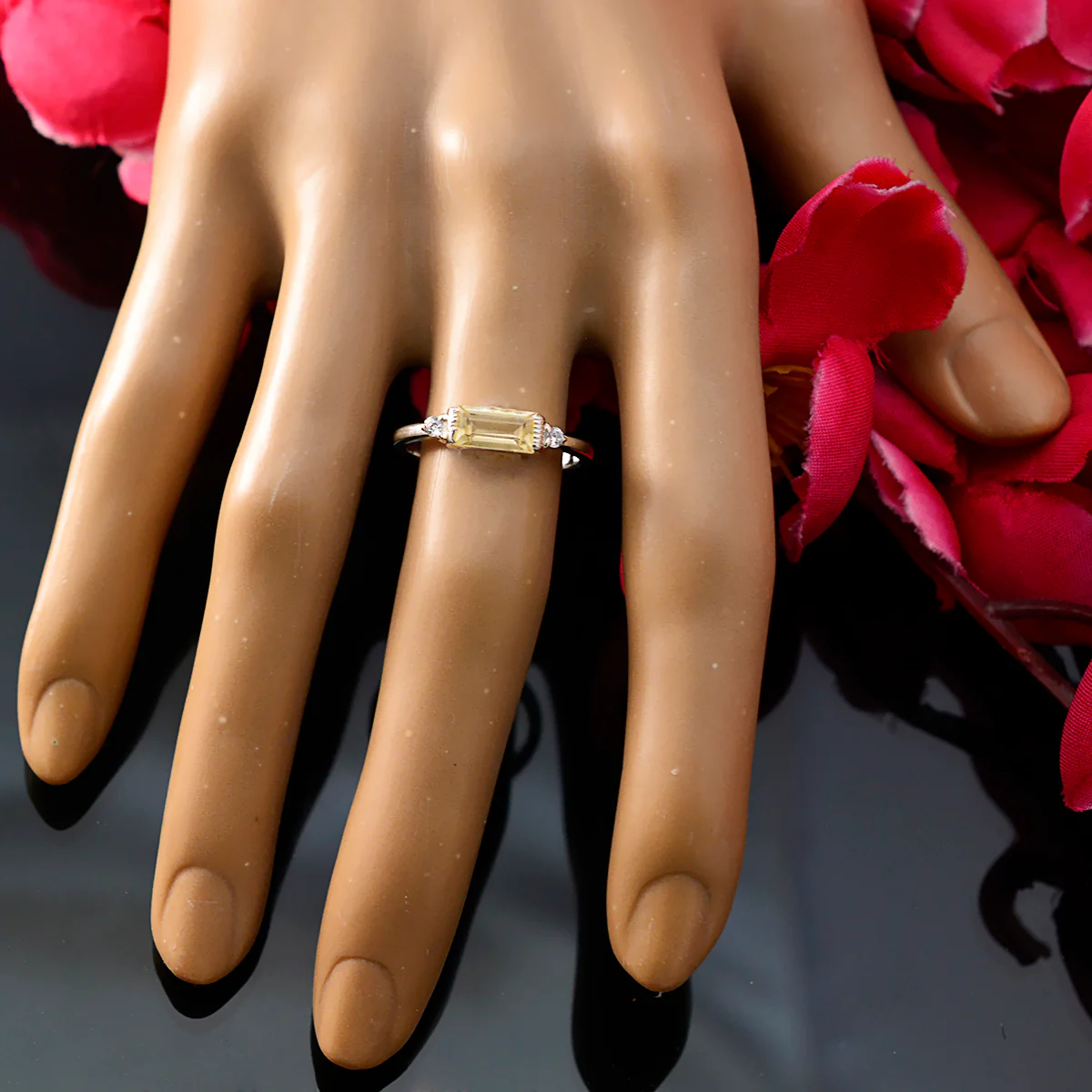 Citrine Halo American 925 Silver Yellow Gemstones Delicate Graceful Ring Jewellery - Image 5