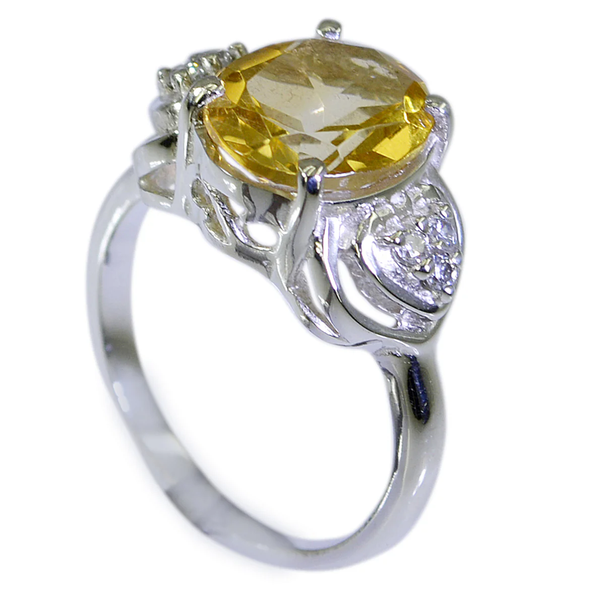 Citrine Halo German 92.5 Silver Yellow Gemstone Tiny Feminine Ring Jewellery - Image 2