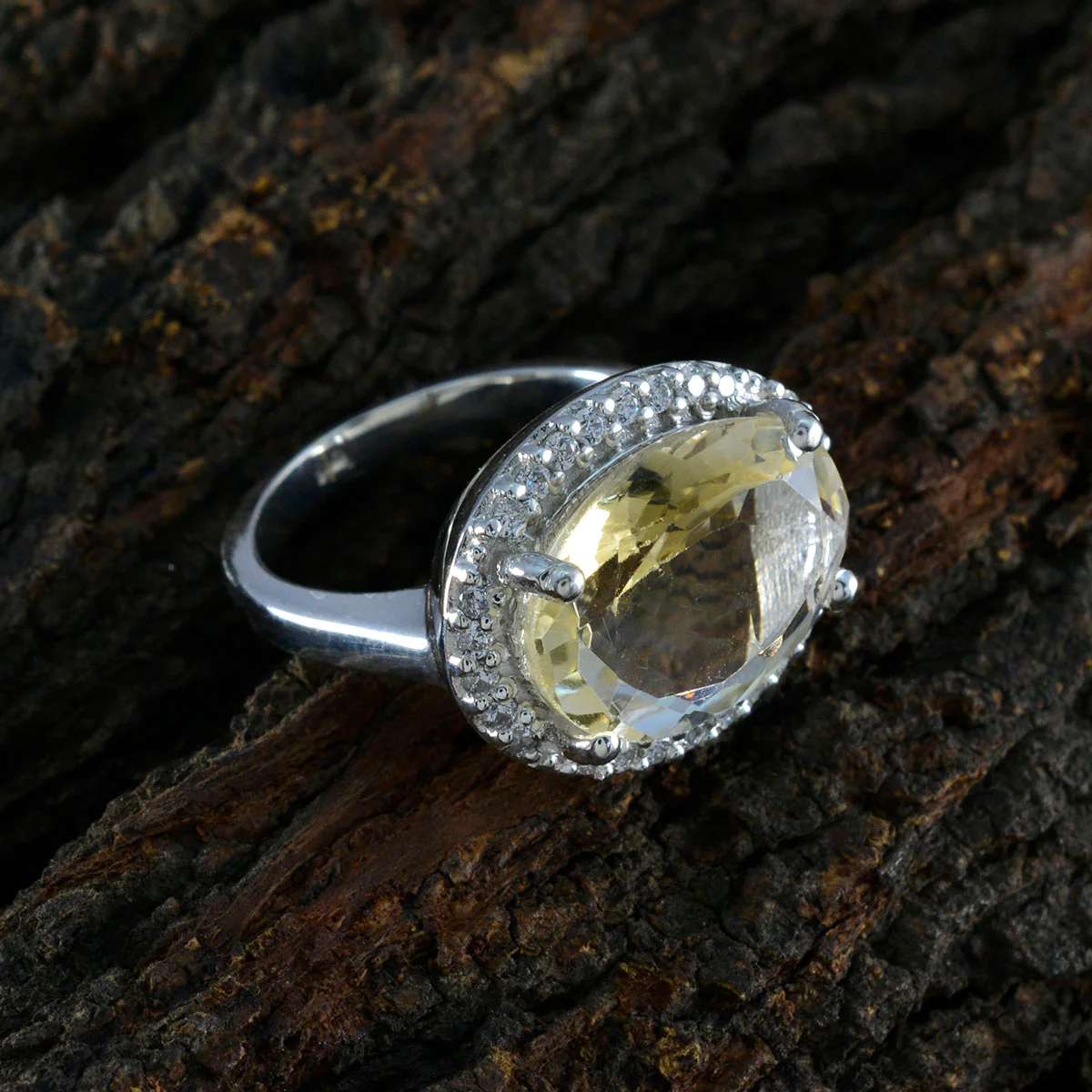 Citrine Halo Indian 92.5 Silver Yellow Gems Versatile Abstract Ring Jewellery - Image 4