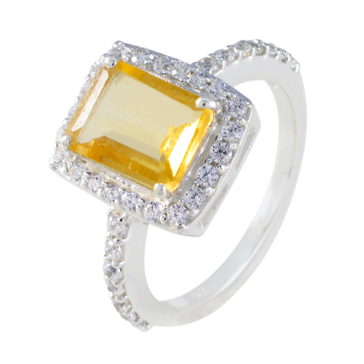 Citrine Halo Indian Sterling Silver Yellow Gemstones Minimal Modern Ring Jewellery - Image 2