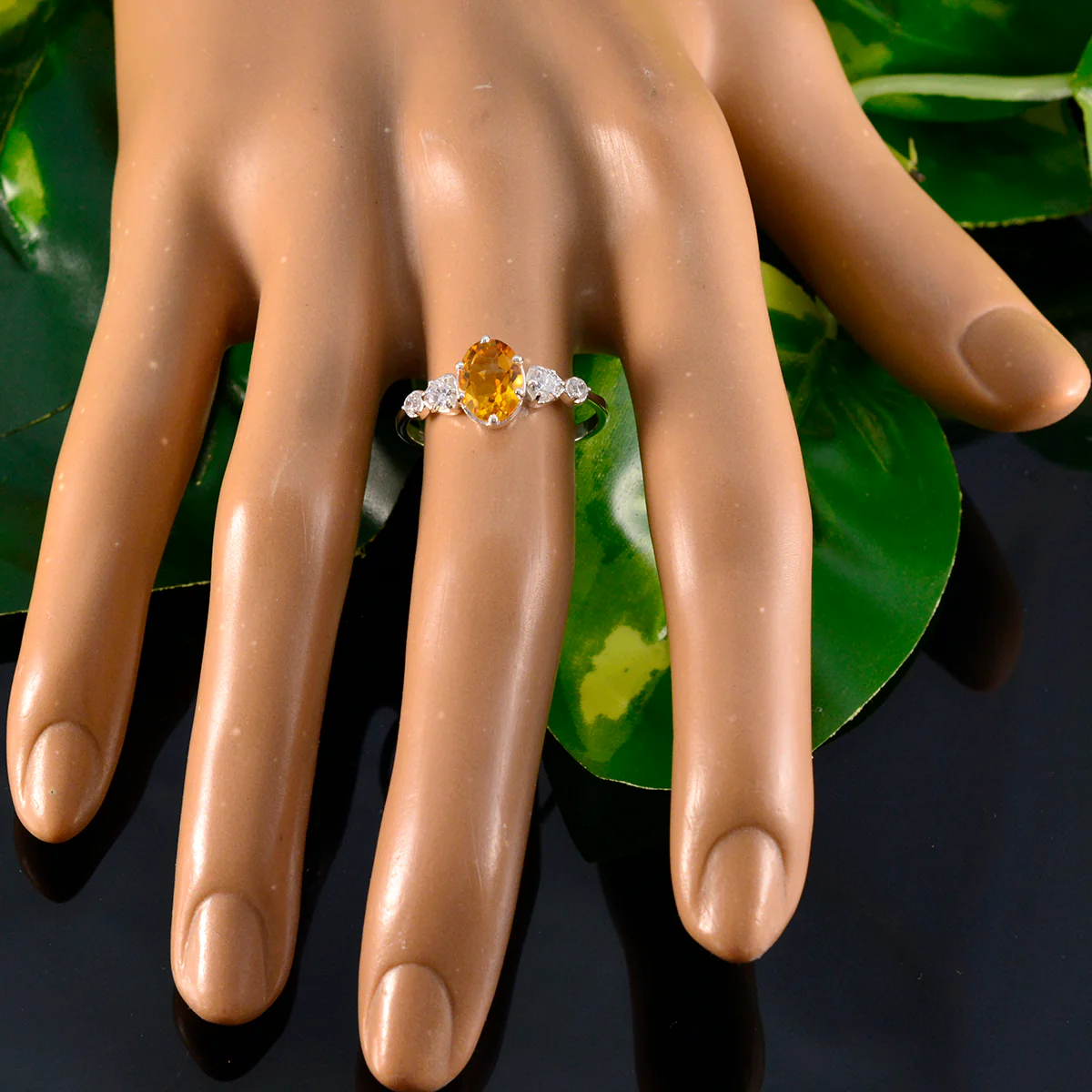 Citrine Halo Korean 925 Sterling Silver Yellow Gems Elegant  Graceful Ring Jewellery - Image 5