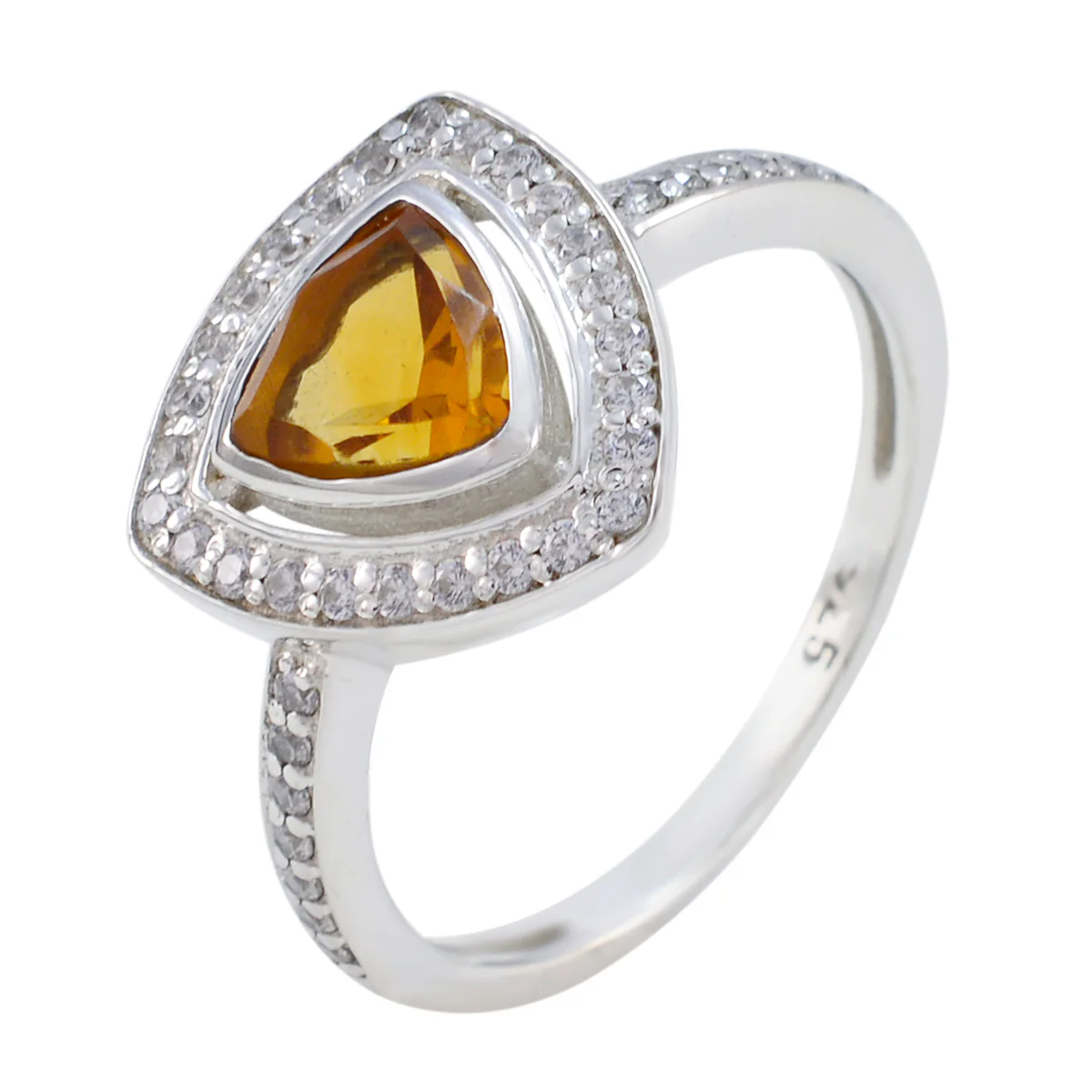Citrine Halo Moroccan Sterling Silver Yellow Gemstone Slim Feminine Ring Jewelry - Image 2