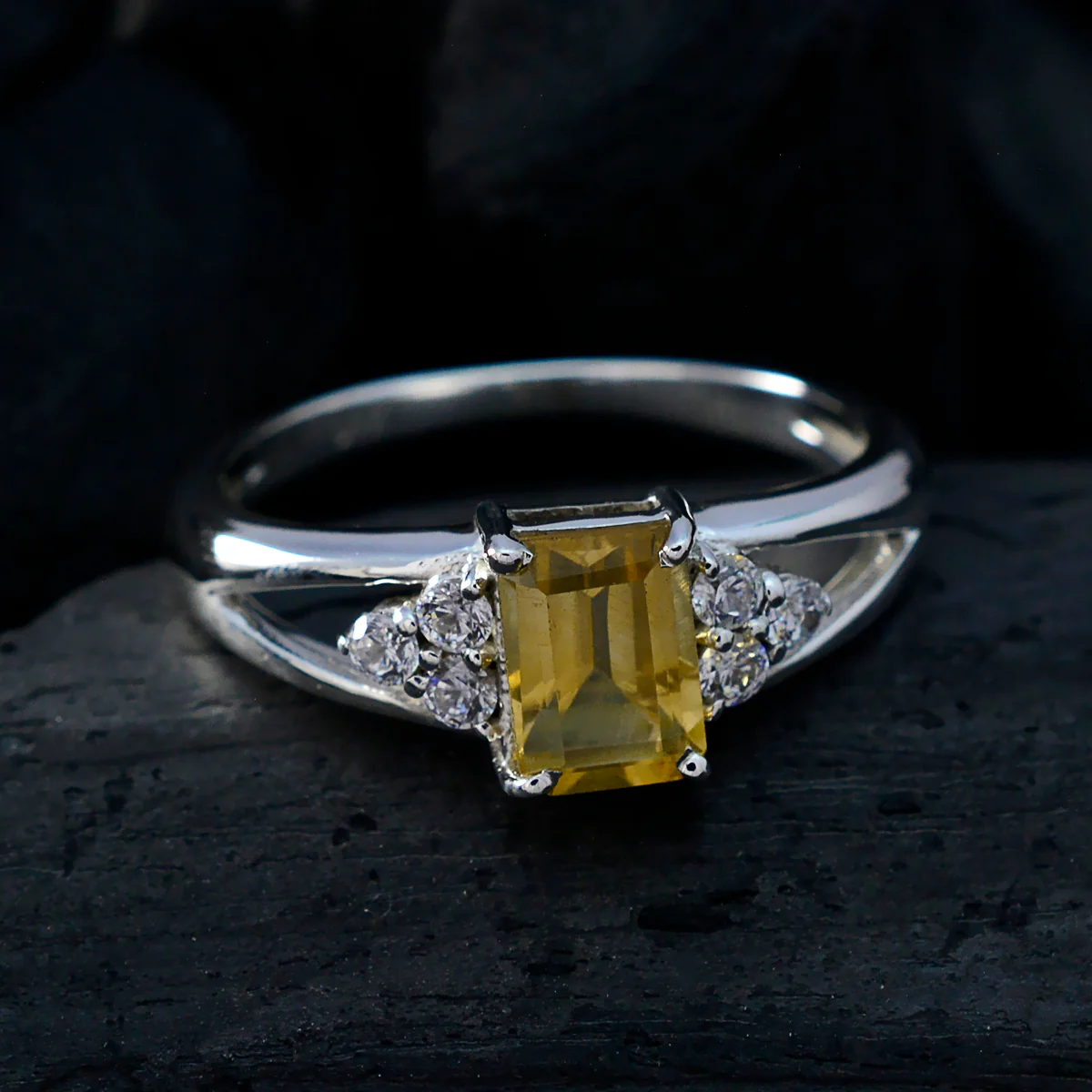 Citrine Halo Turkish 925 Sterling Silver Yellow Gemstone Dainty Artisan Ring Jewellery - Image 4