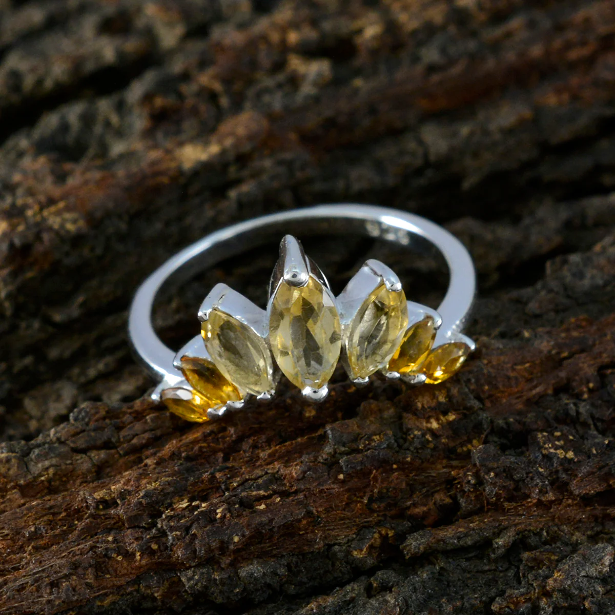 Citrine Hepta Korean 925 Sterling Silver Yellow Gemstone Dainty crown Ring Jewellery - Image 4