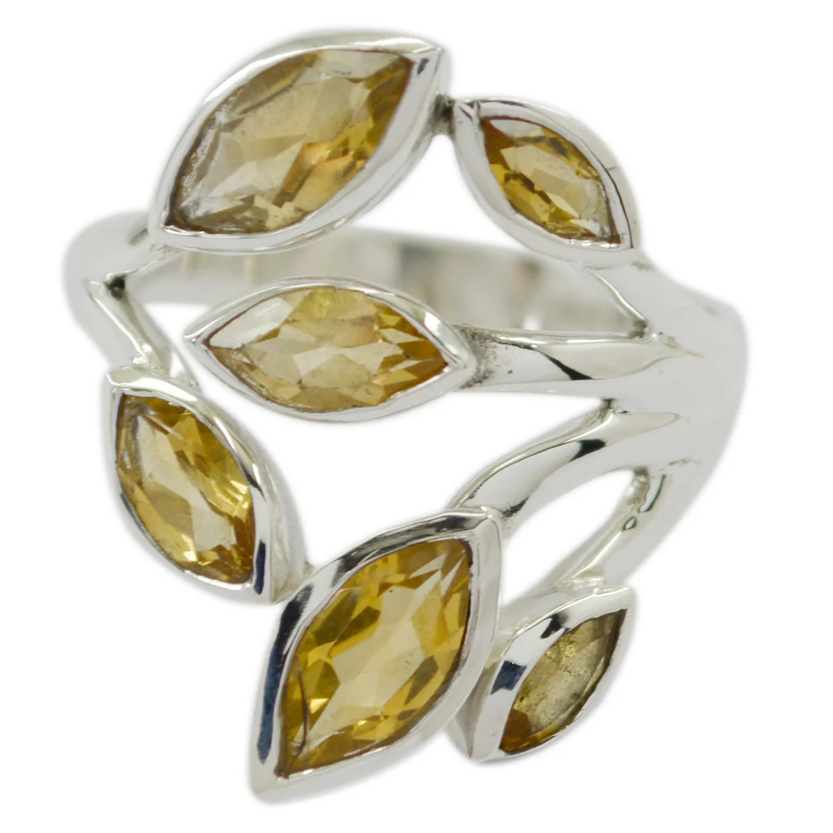 Citrine Hexa African 925 Sterling Silver Yellow Gemstone Eye-catching Leafy Ring Jewelry