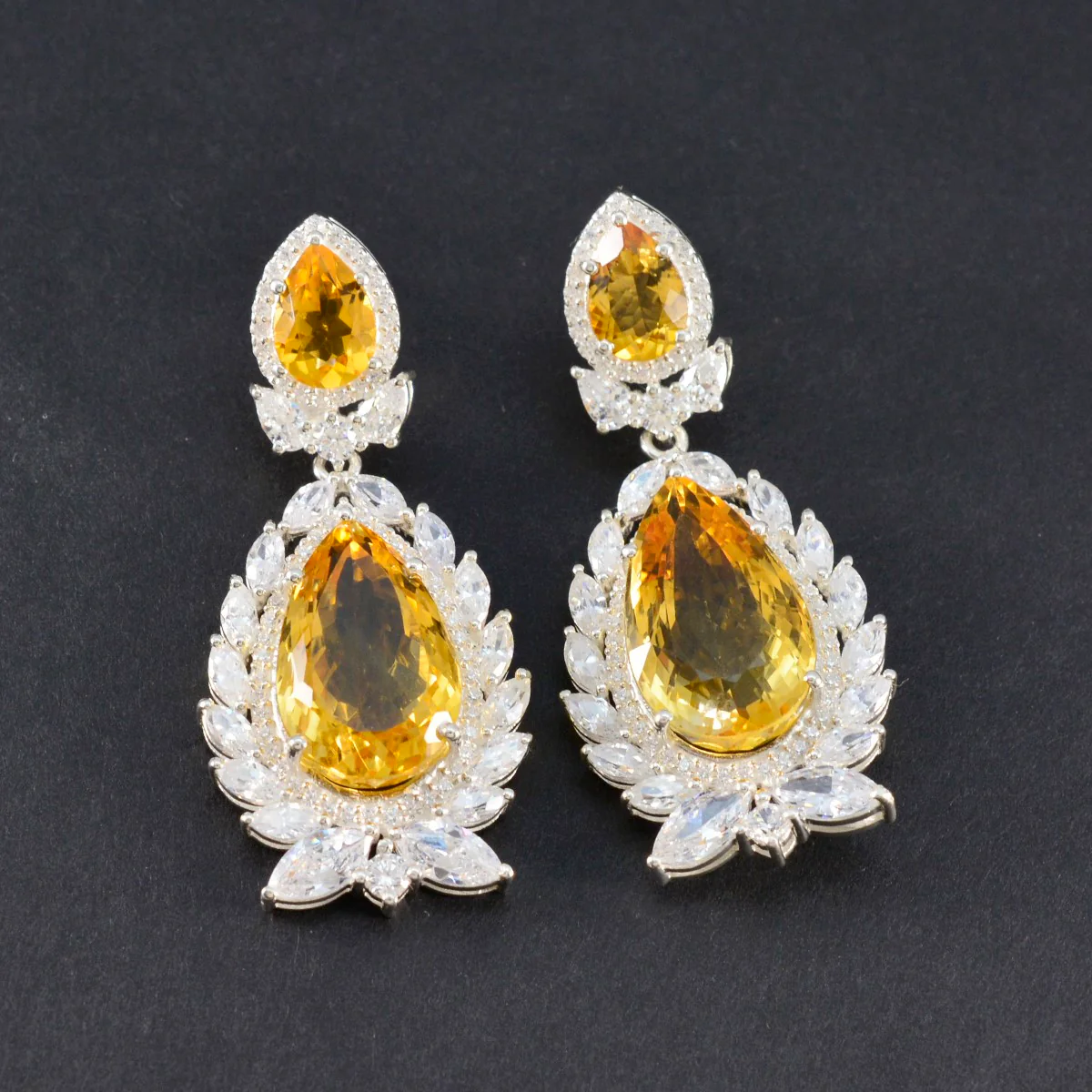 Citrine Indian Araya multiple Stud Yellow Sterling Silver Earring - Image 3
