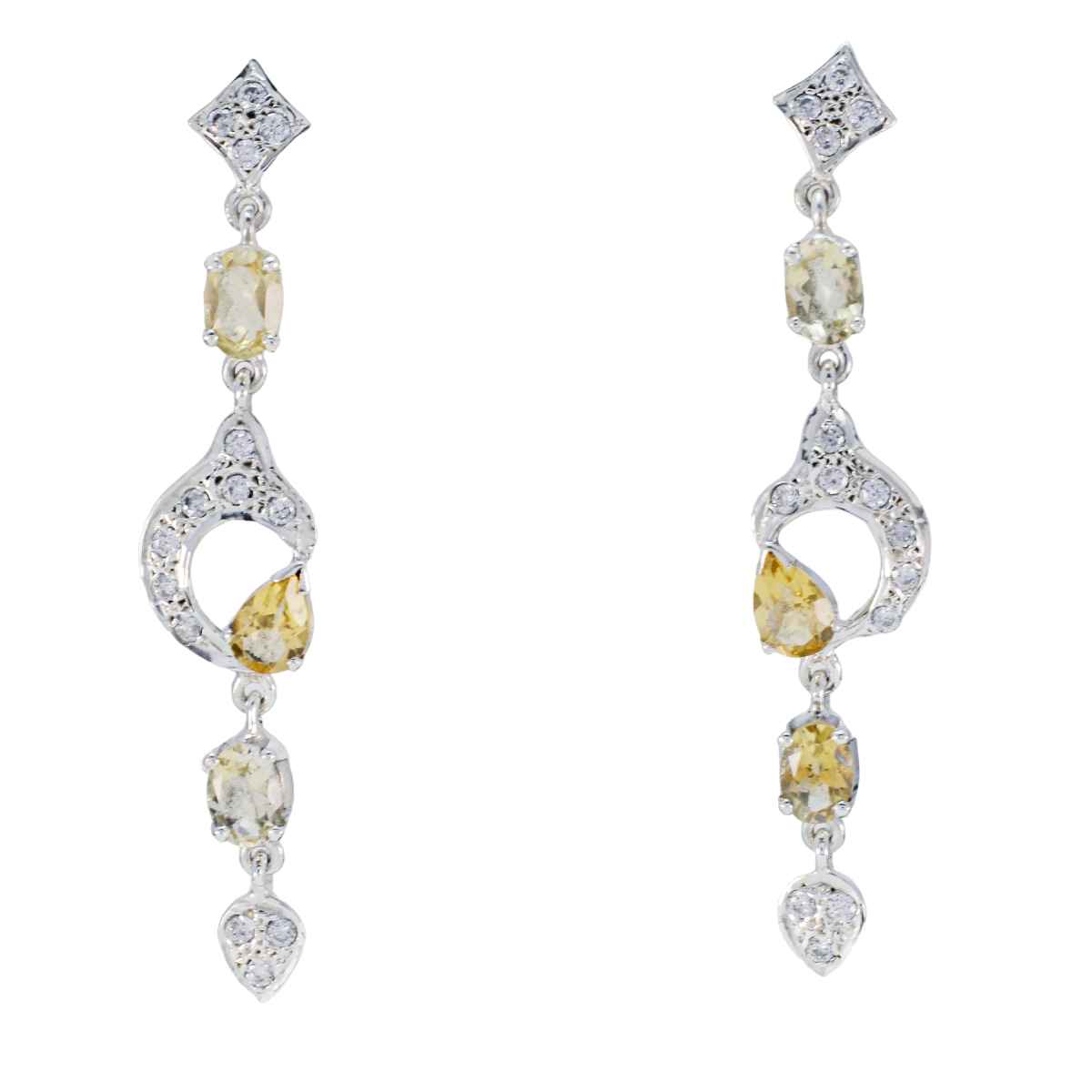 Citrine Indian Zara multiple Dangle Yellow 925 Sterling Silver Earring