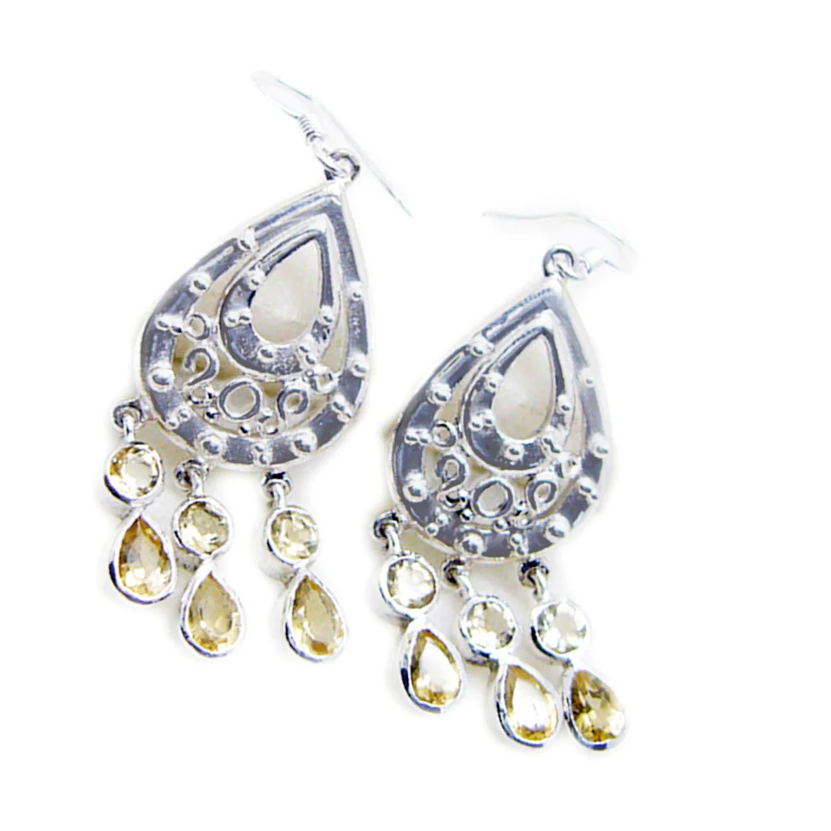 Citrine Italian Yasmin multiple Dangle Yellow 925 Silver Earring - Image 2