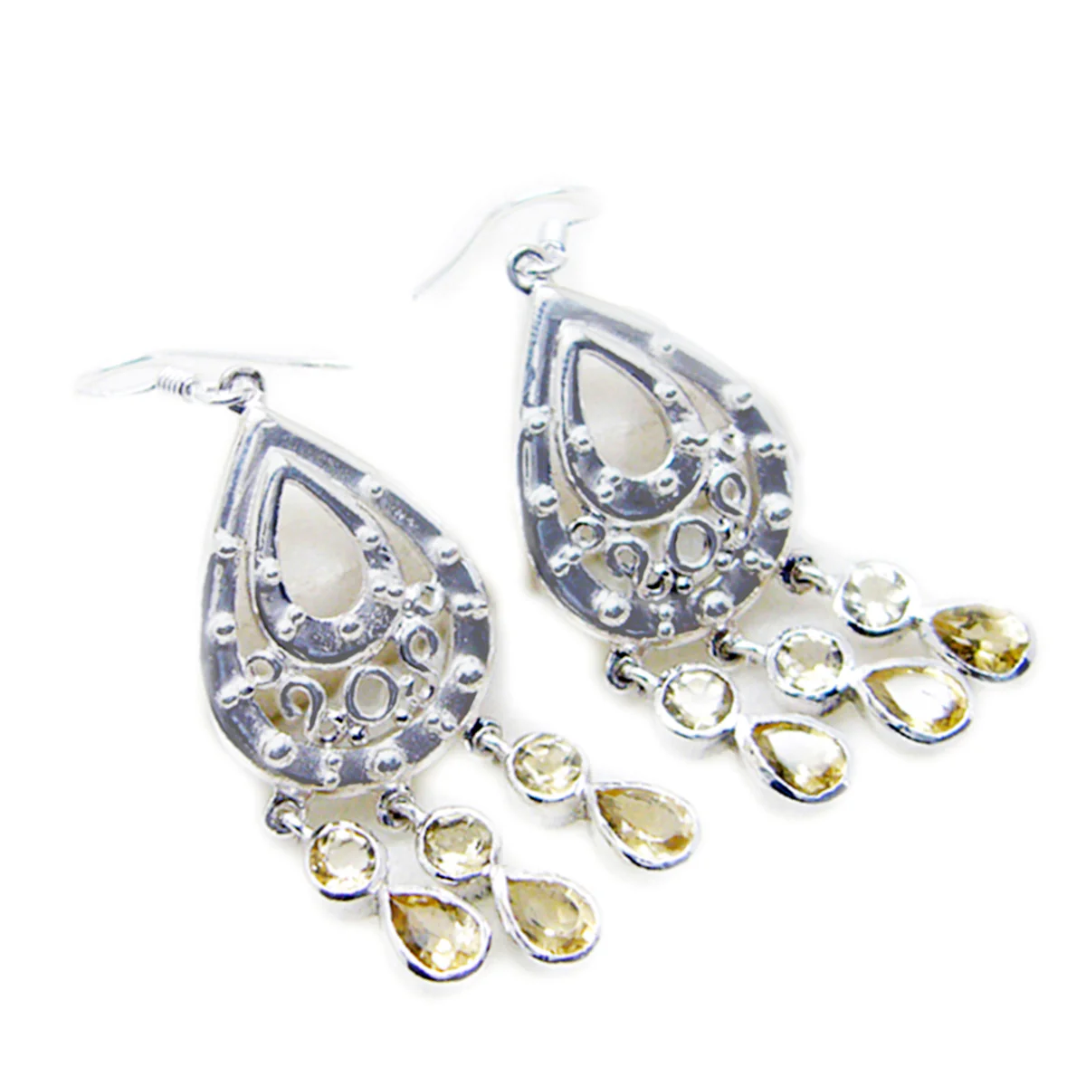 Citrine Italian Yasmin multiple Dangle Yellow 925 Silver Earring - Image 3