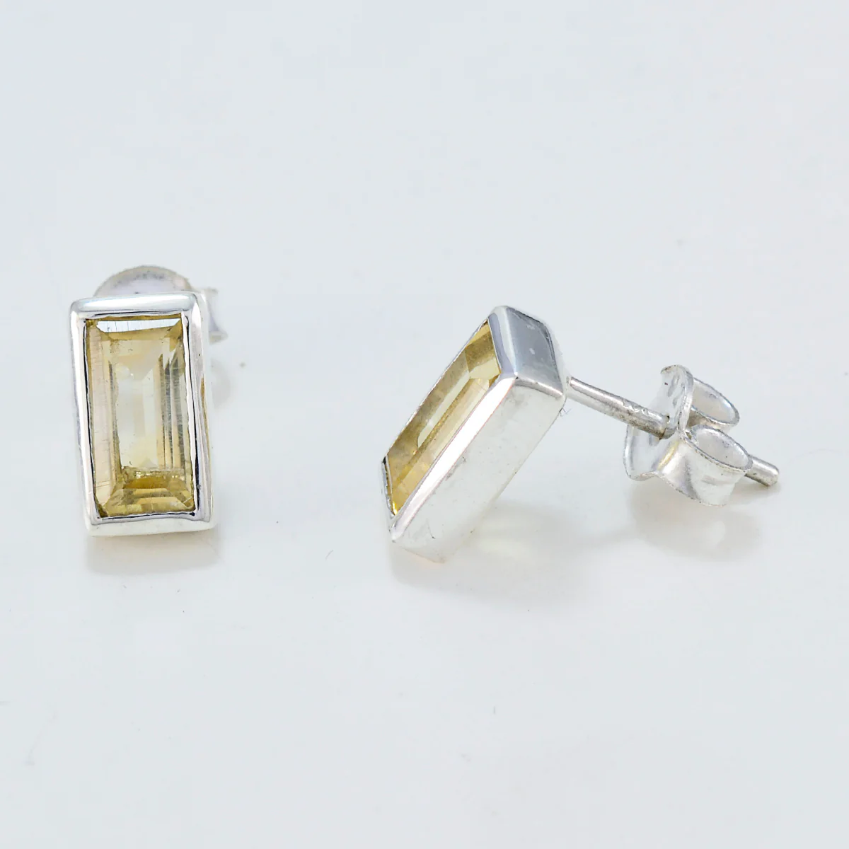 Citrine Japanese Grace Solitaire Stud Yellow 92.5 Silver Earring - Image 2