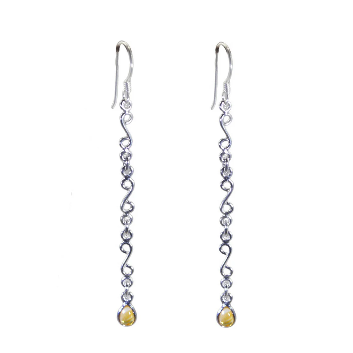 Citrine Korean Nora multiple Dangle Yellow Sterling Silver Earring