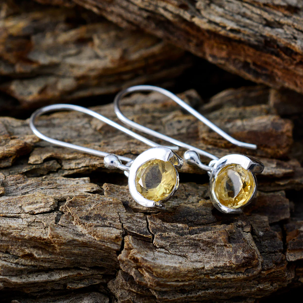 Citrine Latin American Alice Solitaire Dangle Yellow 925 Silver Earring - Image 3