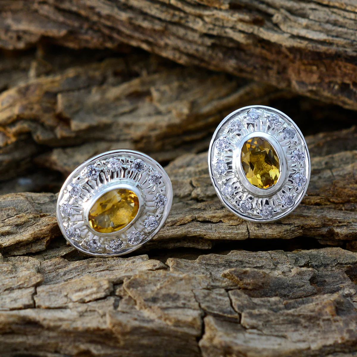 Citrine Latin American Daniela multiple Stud Yellow 925 Silver Earring - Image 3
