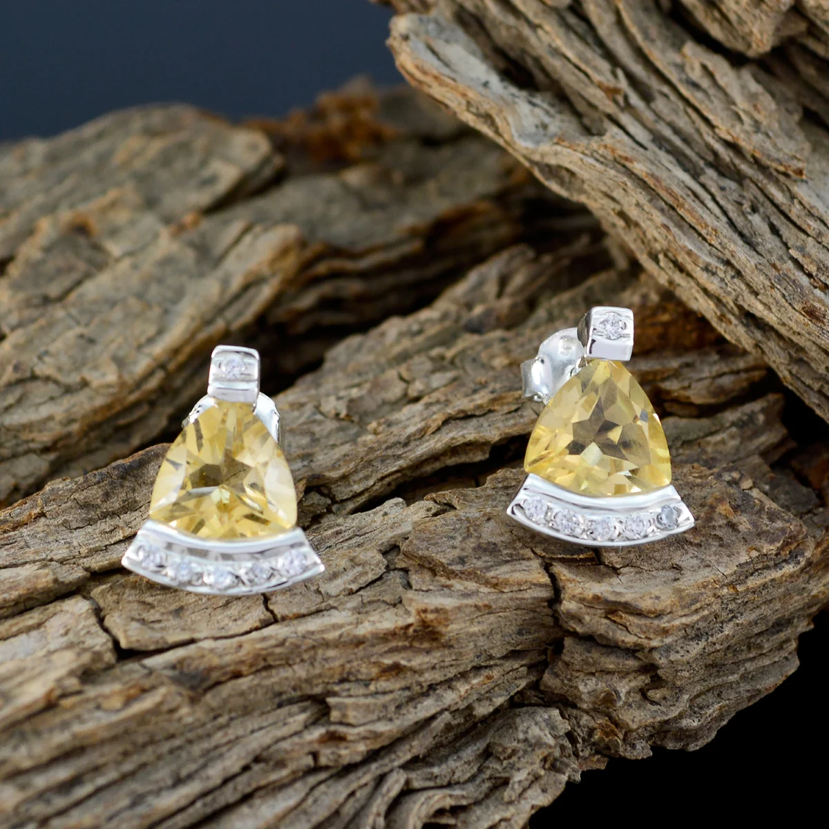Citrine Mexican Cecilia multiple Stud Yellow 925 Silver Earring - Image 3