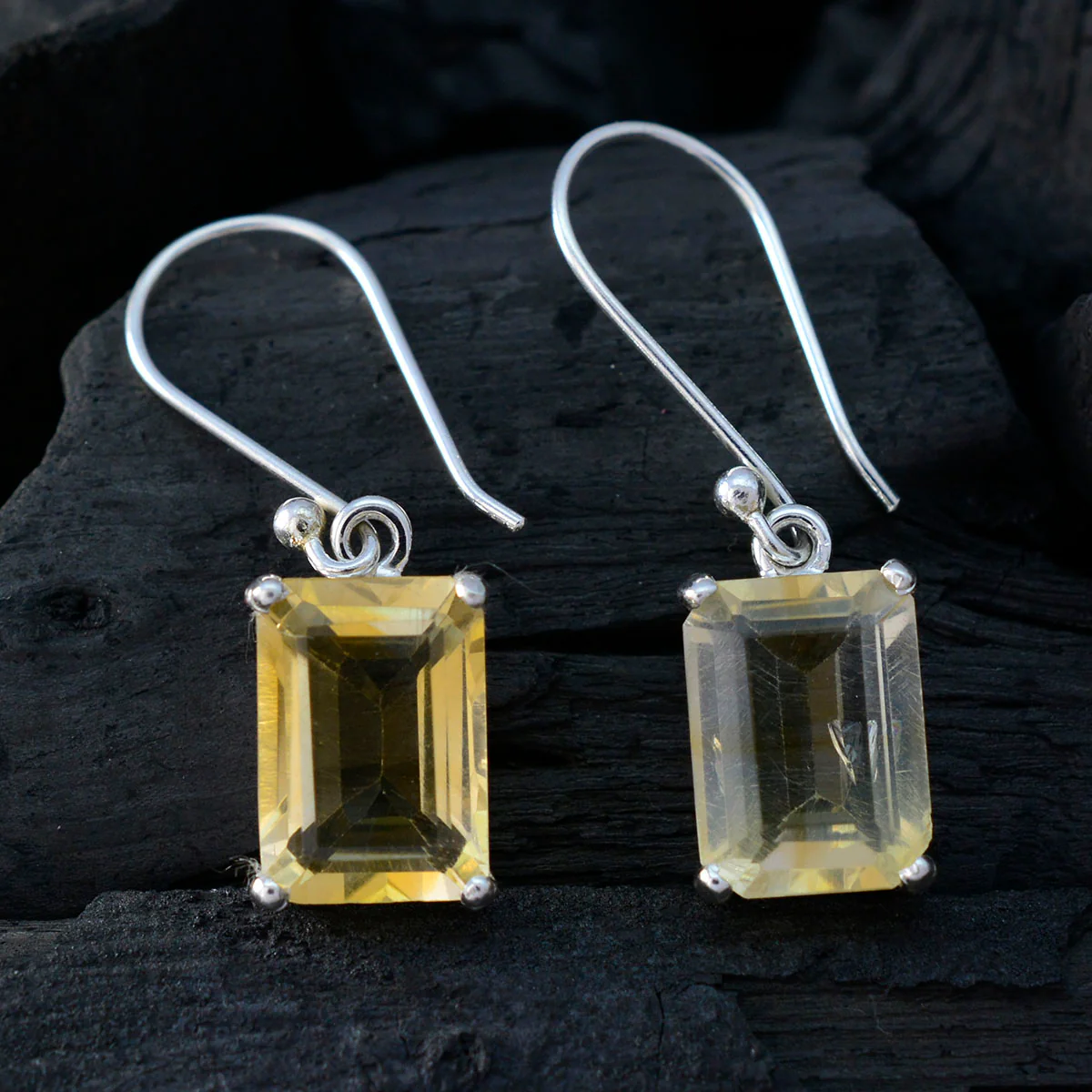 Citrine Mexican Leah Solitaire Dangle Yellow 925 Silver Earring - Image 2