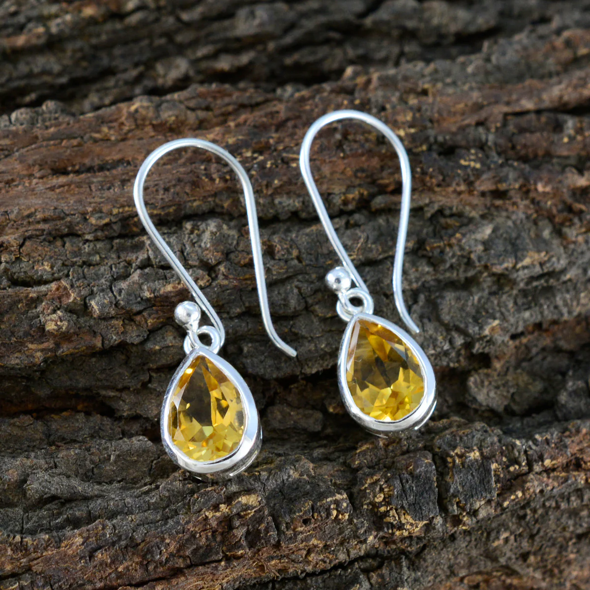 Citrine Middle Eastern Aiko Solitaire Dangle Yellow 92.5 Silver Earring - Image 3