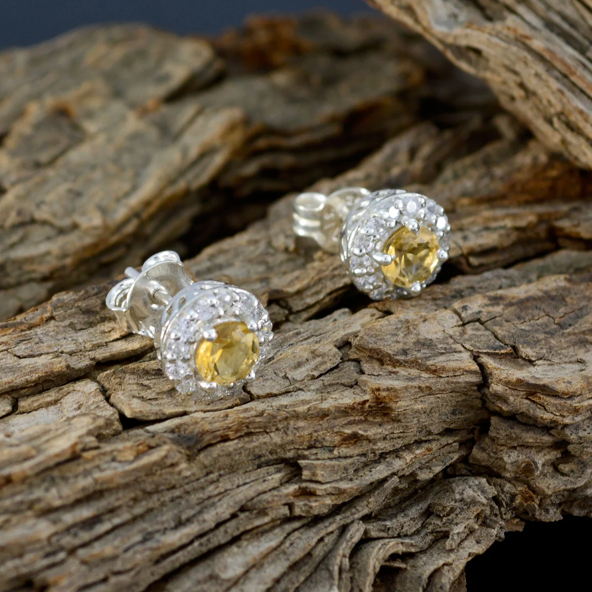 Citrine Moroccan Camilla multiple Stud Yellow 925 Sterling Silver Earring - Image 3