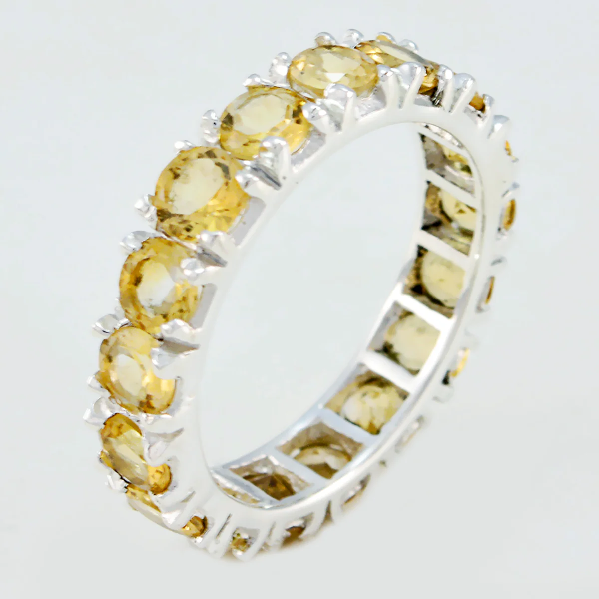 Citrine multiple American 92.5 Silver Yellow Gemstone Dainty Eternity Band Jewellery - Image 3