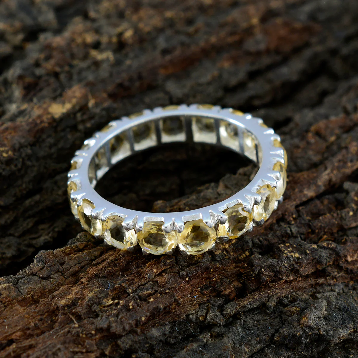 Citrine multiple American 92.5 Silver Yellow Gemstone Dainty Eternity Band Jewellery - Image 4