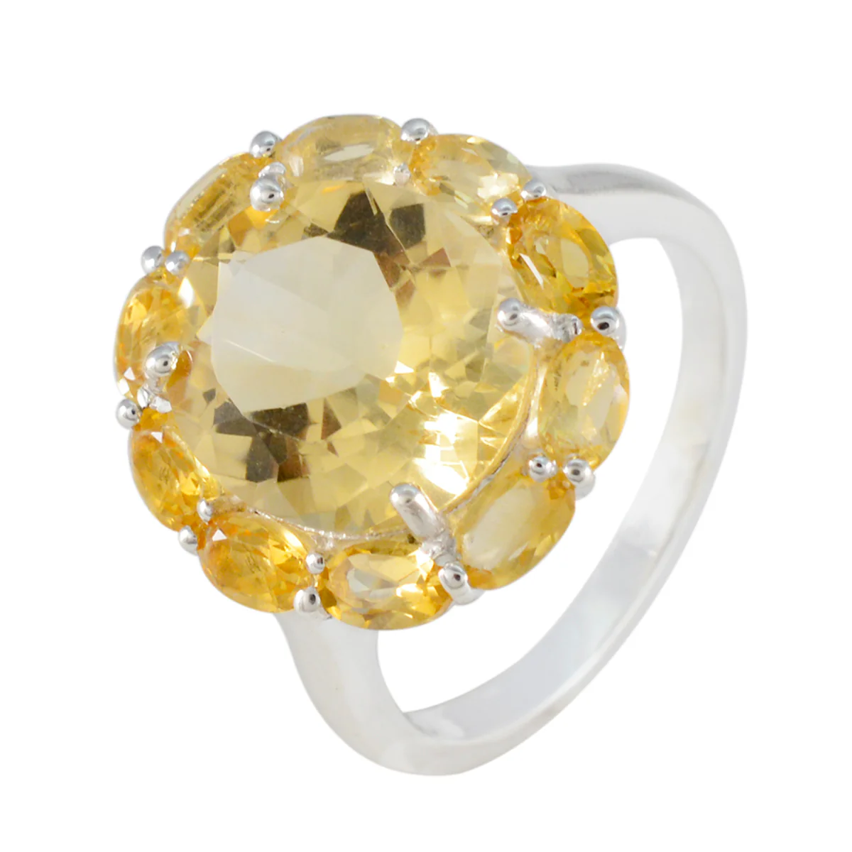 Citrine multiple German Silver Yellow Gemstone Eye-catching Modern Ring Jewelry - Image 2