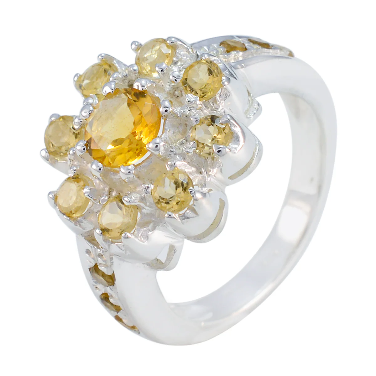 Citrine multiple Moroccan 925 Sterling Silver Yellow Gemstones Versatile Contemporary Ring Jewellery - Image 2