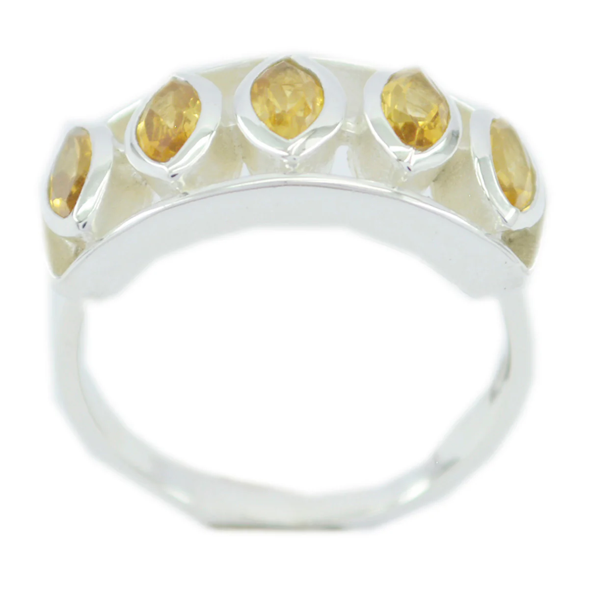 Citrine Penta German 92.5 Silver Yellow Gems Slim Cultural Ring Jewellery - Image 2