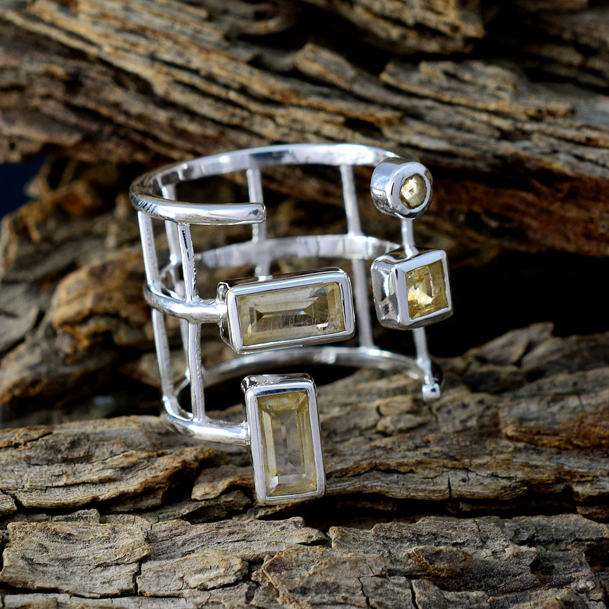 Citrine quarter Indian 925 Sterling Silver Yellow Gems Mid-weight Signet Ring Jewellery - Image 3