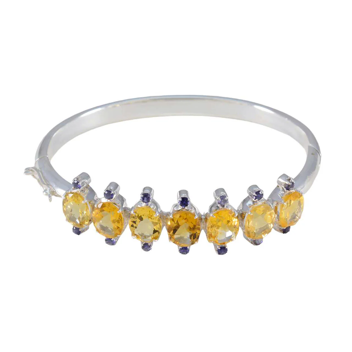 Citrine San Fermin Festival Versatile Yellow 925 Silver Hinged Bangle Bracelet