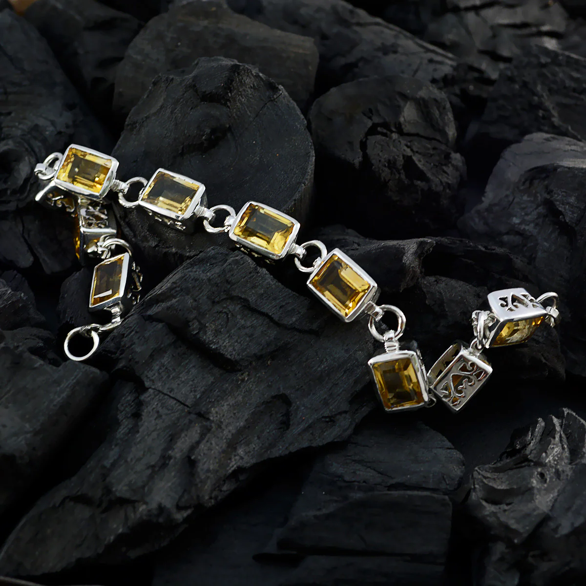Citrine Silver Bracelet 925 Sterling Silver Jewelry - Image 2