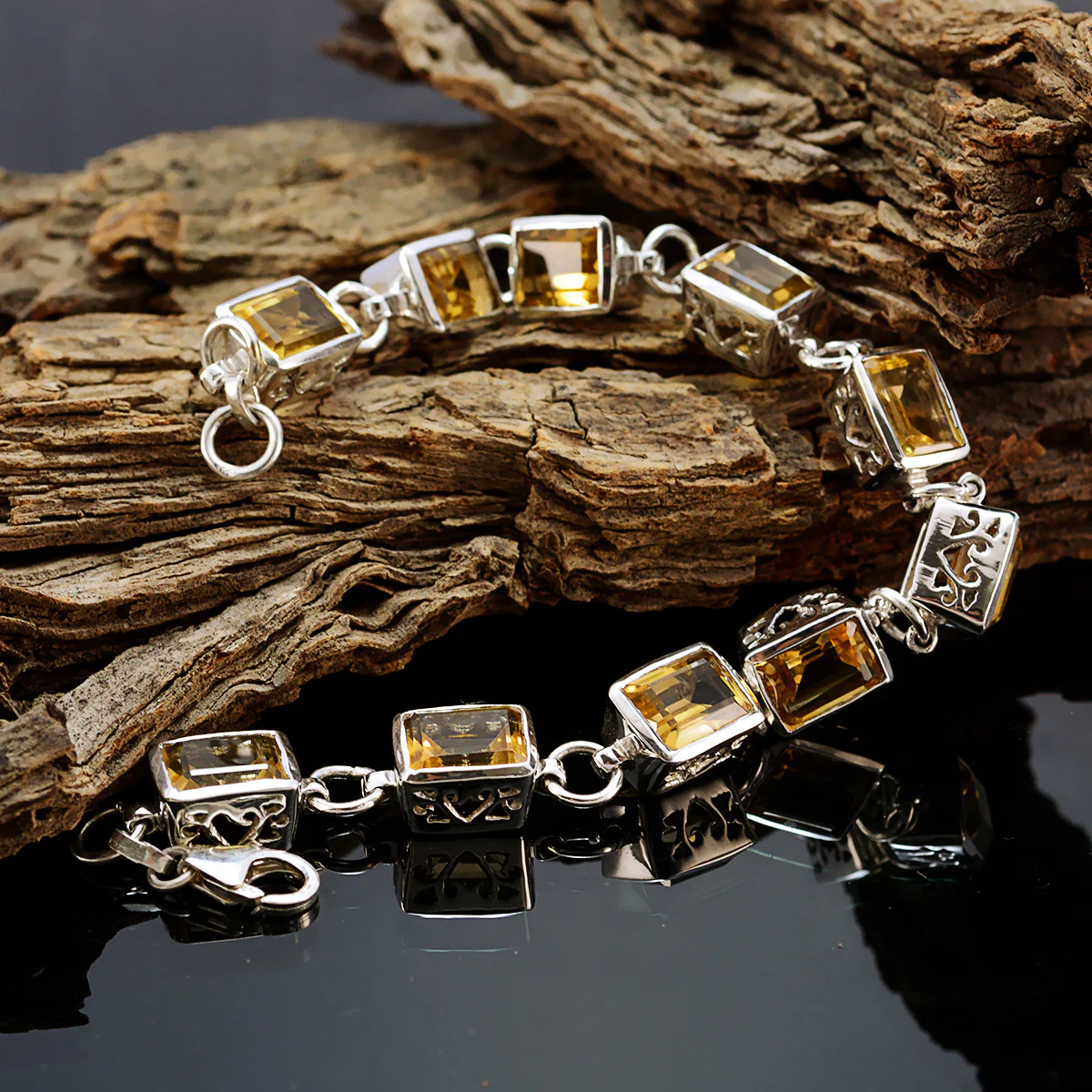 Citrine Silver Bracelet 925 Sterling Silver Jewelry - Image 3