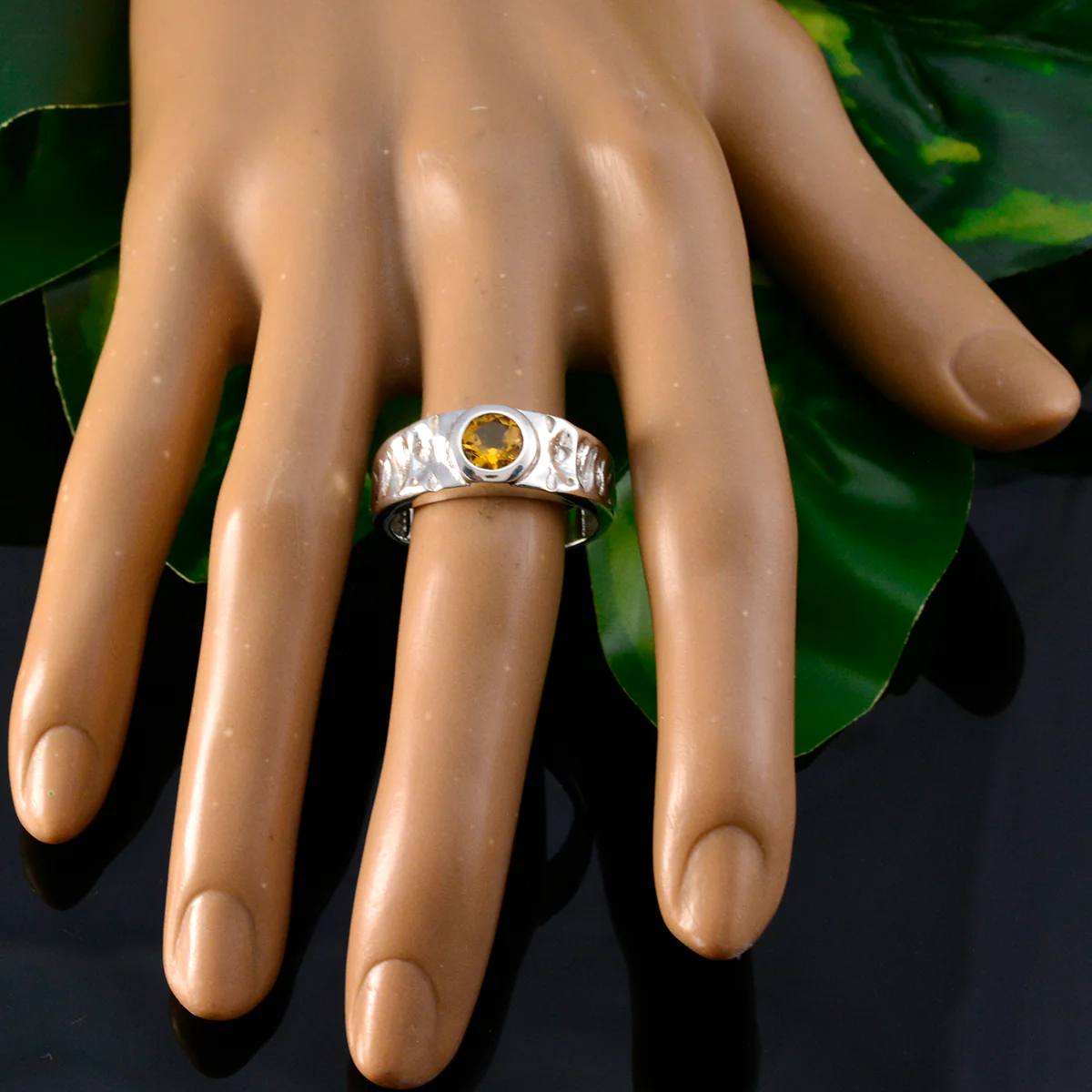 Citrine Solitaire African Silver Yellow Gems Mid-weight Graceful Ring Jewellery - Image 5