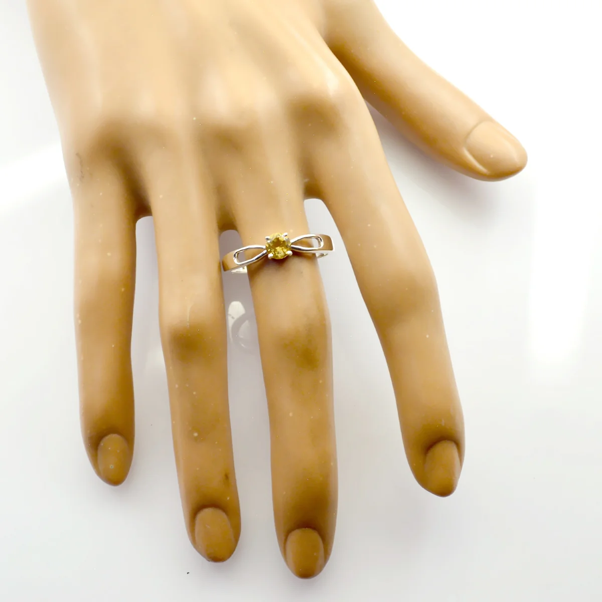 Citrine Solitaire American 92.5 Silver Yellow Gems Delicate Graceful Ring Jewellery - Image 2