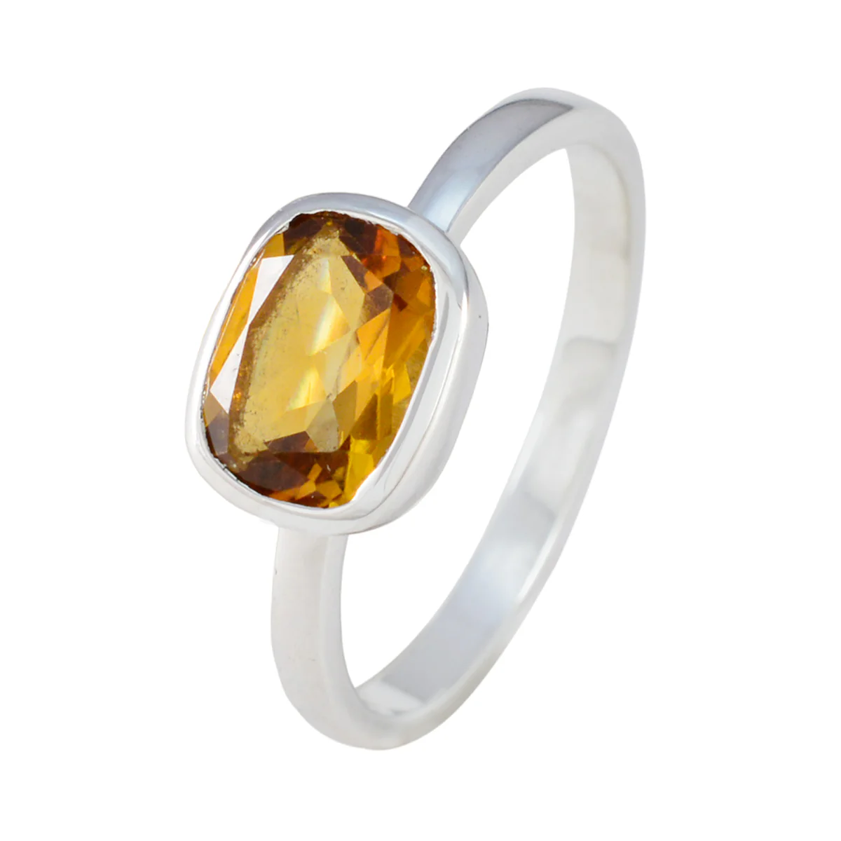 Citrine Solitaire American 92.5 Silver Yellow Gemstone Whisper-thin Abstract Ring Jewelry - Image 2