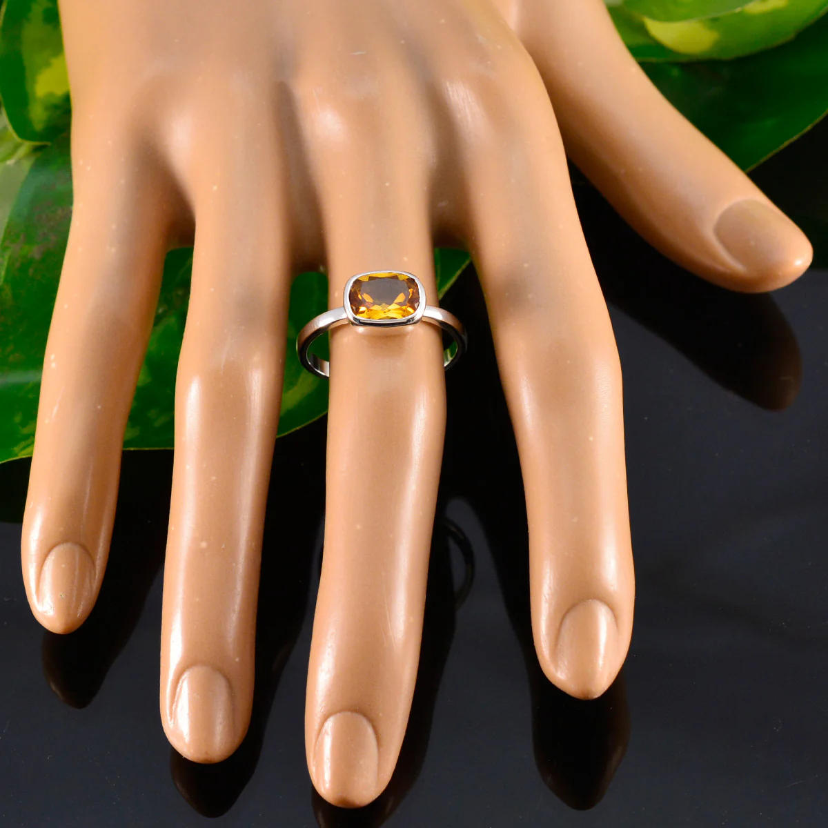 Citrine Solitaire American 92.5 Silver Yellow Gemstone Whisper-thin Abstract Ring Jewelry - Image 5