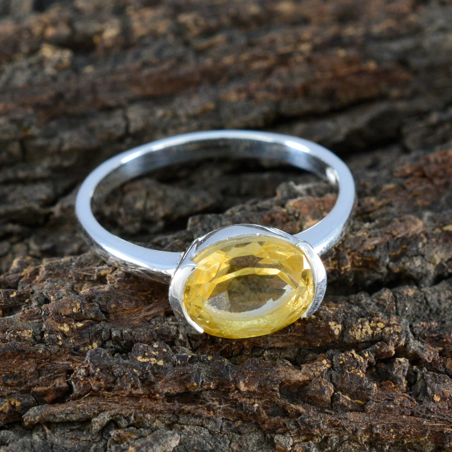 Citrine Solitaire American 925 Sterling Silver Yellow Gems Whisper-thin Trendy Ring Jewellery - Image 3