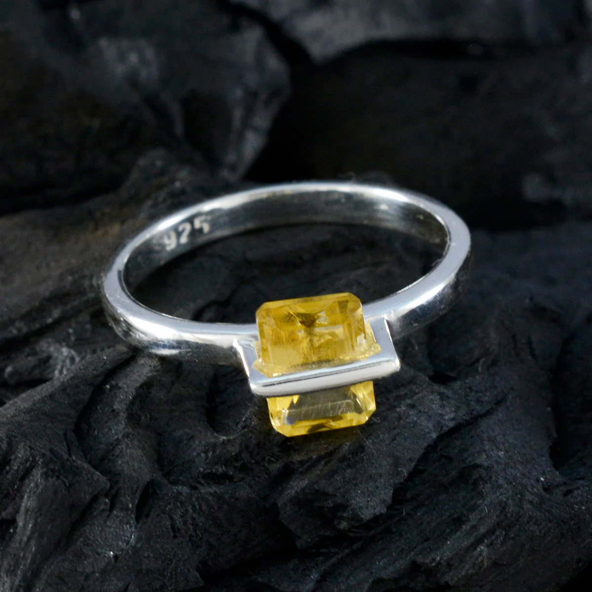 Citrine Solitaire American Silver Yellow Gems Dainty Sophisticated Ring Jewelry - Image 4
