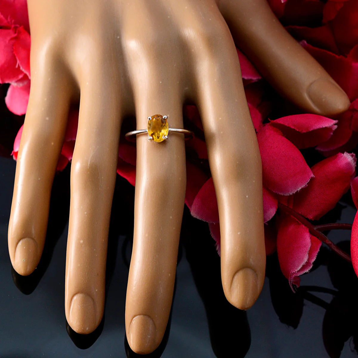 Citrine Solitaire American Sterling Silver Yellow Gemstones Elegant Luxurious Ring Jewellery - Image 5