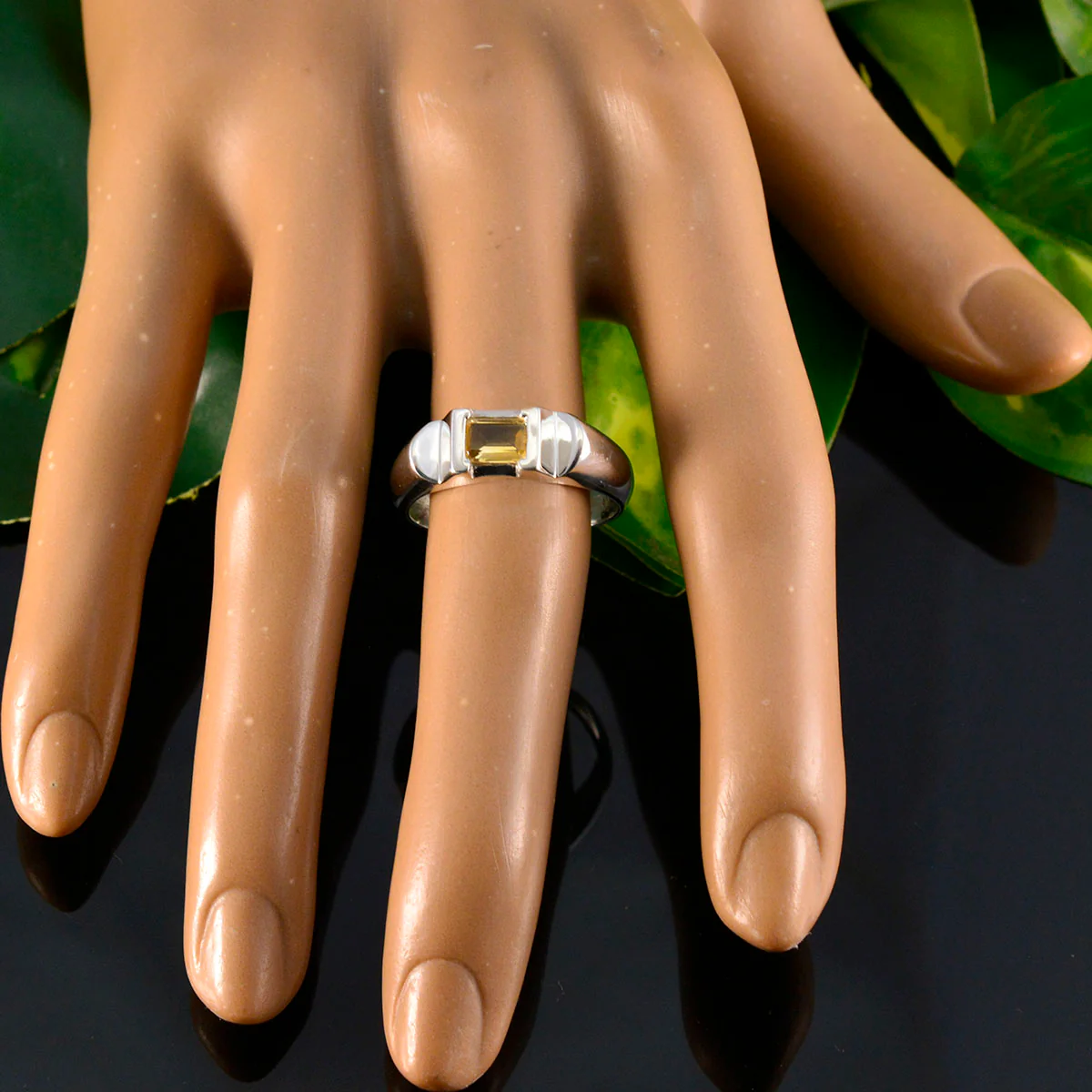 Citrine Solitaire Egyptian 925 Silver Yellow Gems Tiny Contemporary Ring Jewelry - Image 5