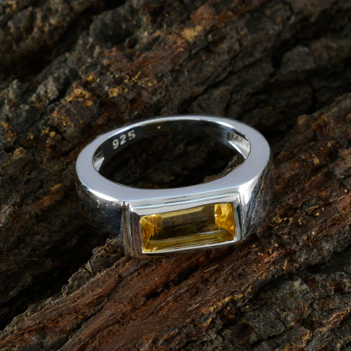 Citrine Solitaire French 92.5 Silver Yellow Gemstones Tiny Boho Ring Jewelry - Image 3