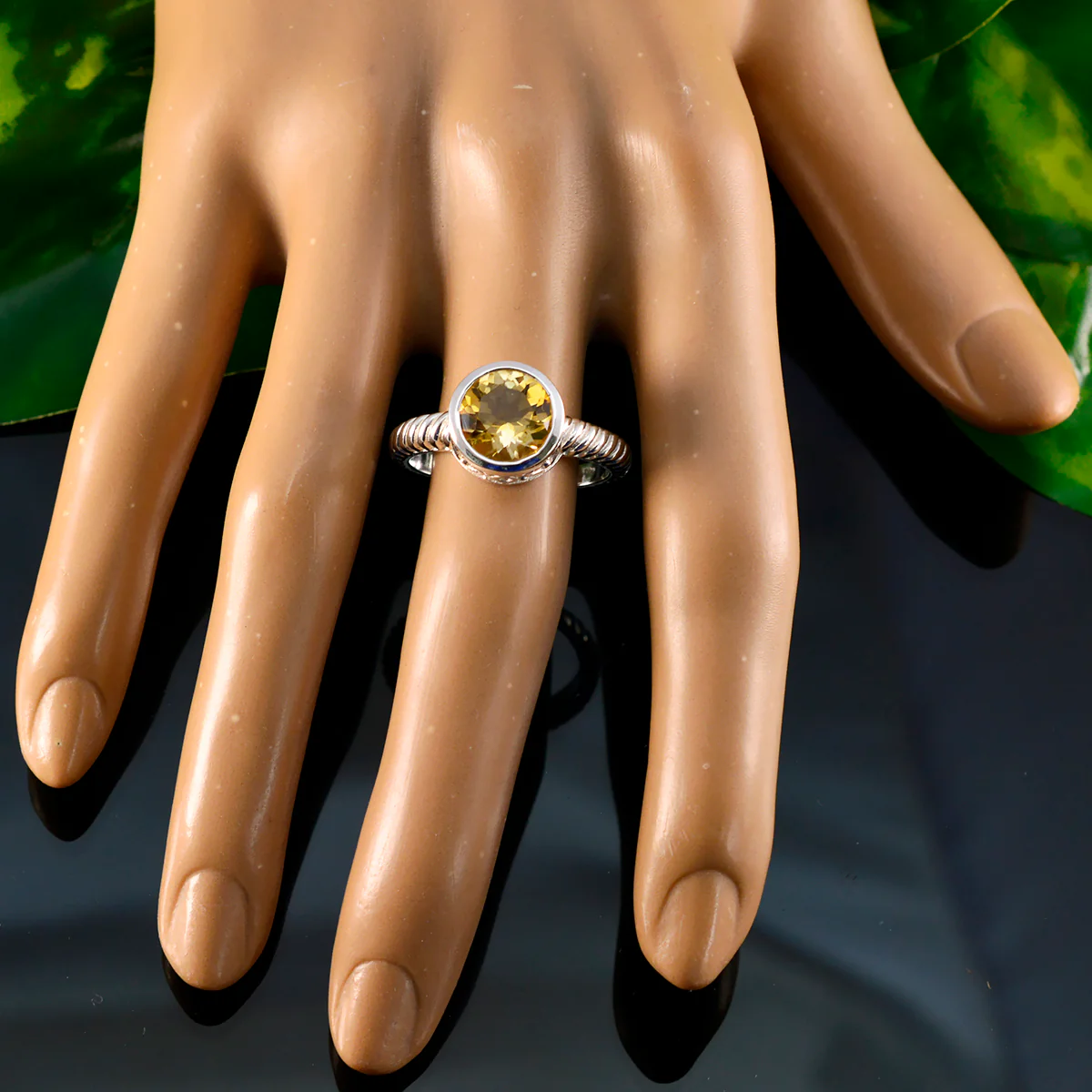 Citrine Solitaire French 925 Sterling Silver Yellow Gemstone Classic Fairytale Ring Jewelry - Image 5
