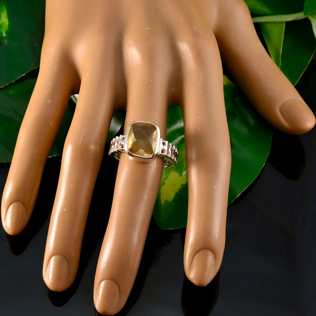Citrine Solitaire French Sterling Silver Yellow Gemstones Mid-weight Trendy Ring Jewellery - Image 5