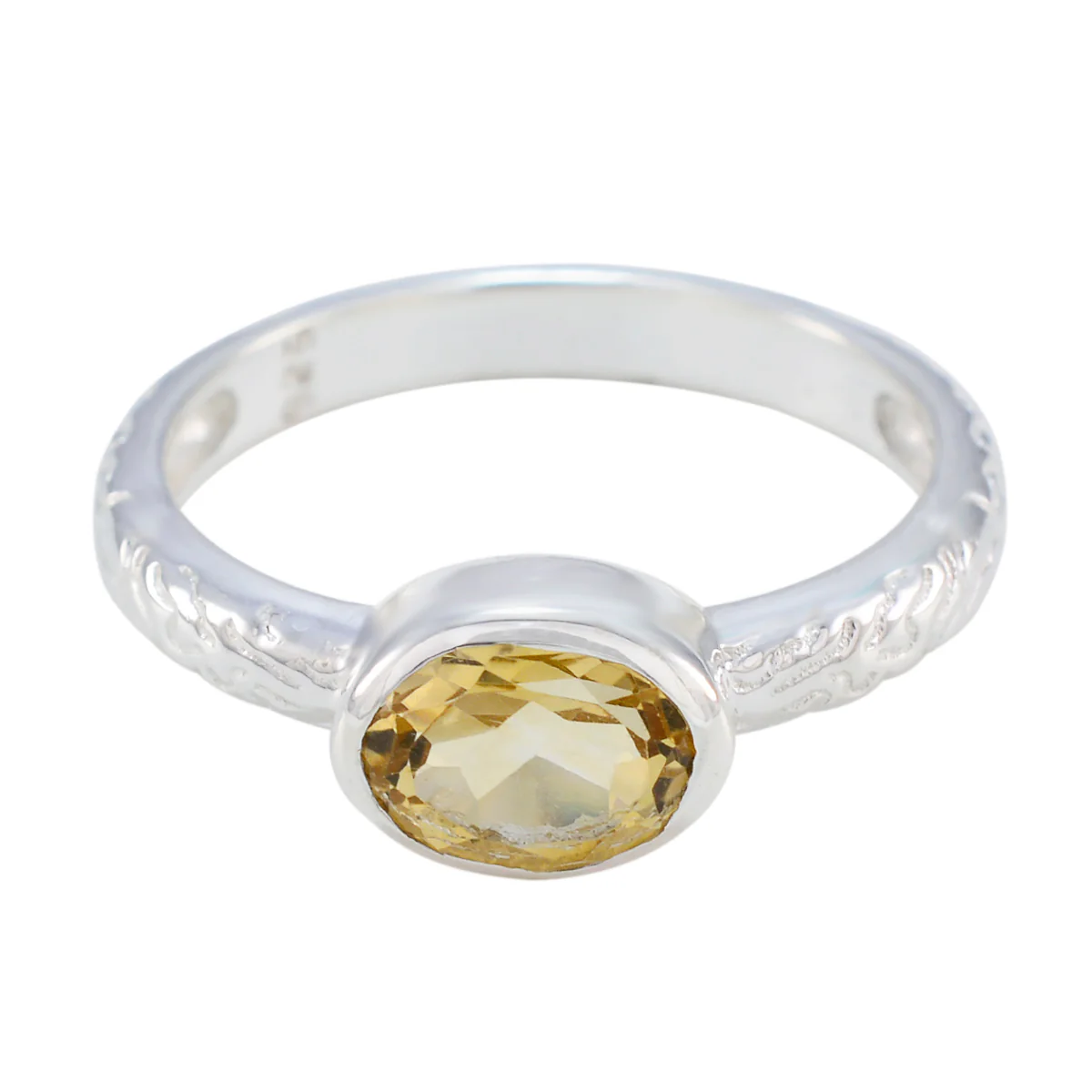 Citrine Solitaire German 925 Silver Yellow Gemstones Featherlight Twist Ring Jewelry