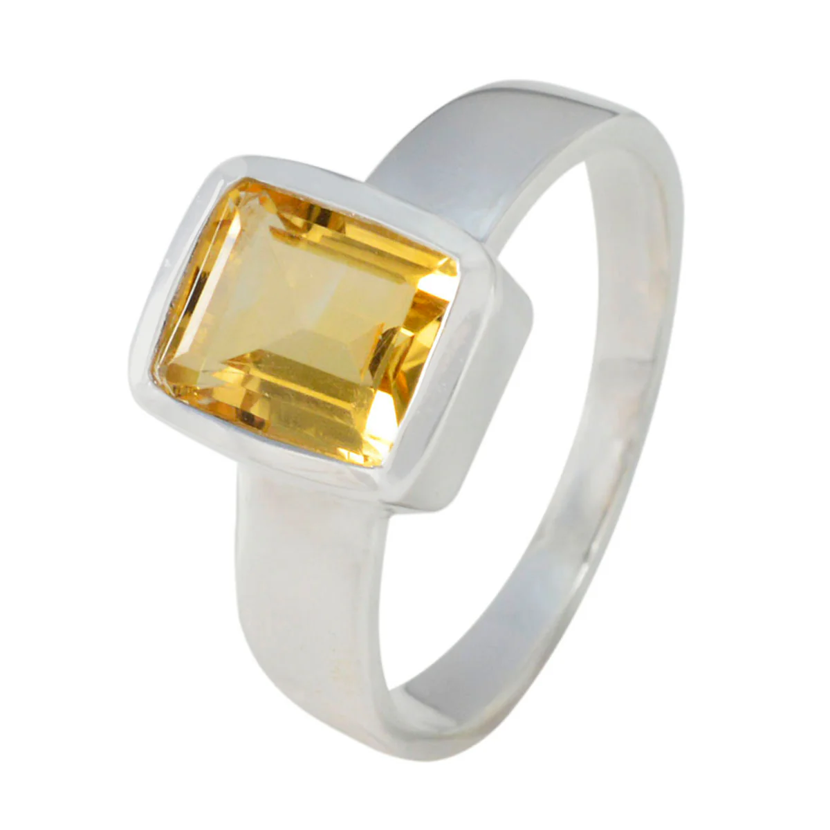 Citrine Solitaire German Silver Yellow Gems Slim Boho Ring Jewelry - Image 2