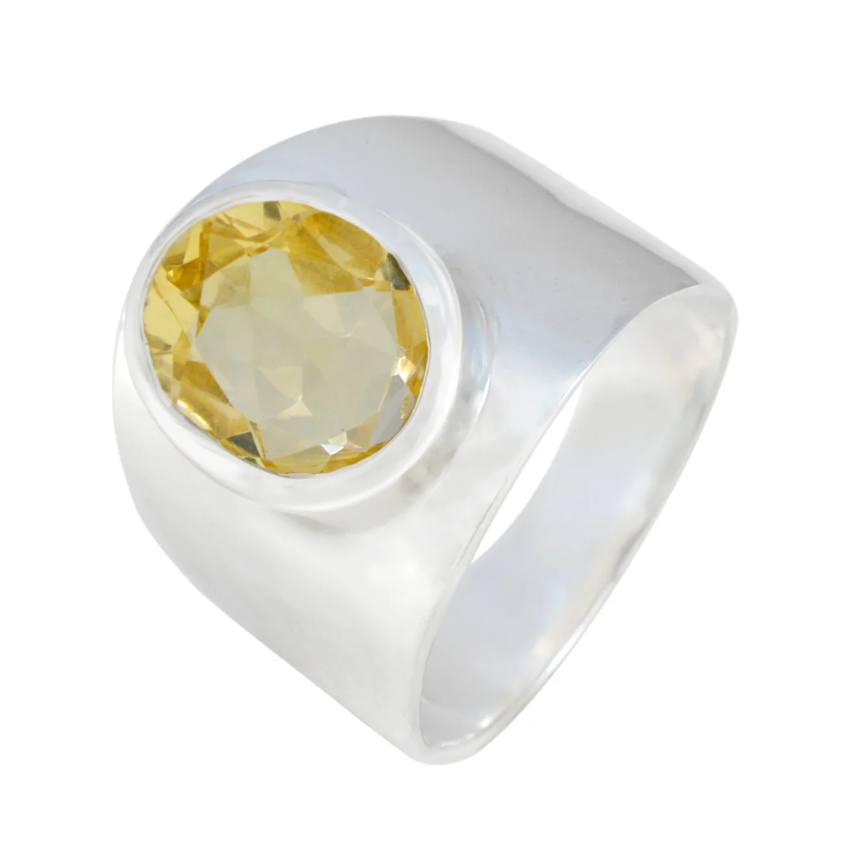 Citrine Solitaire German Silver Yellow Gems Versatile Armor Ring Jewelry - Image 2