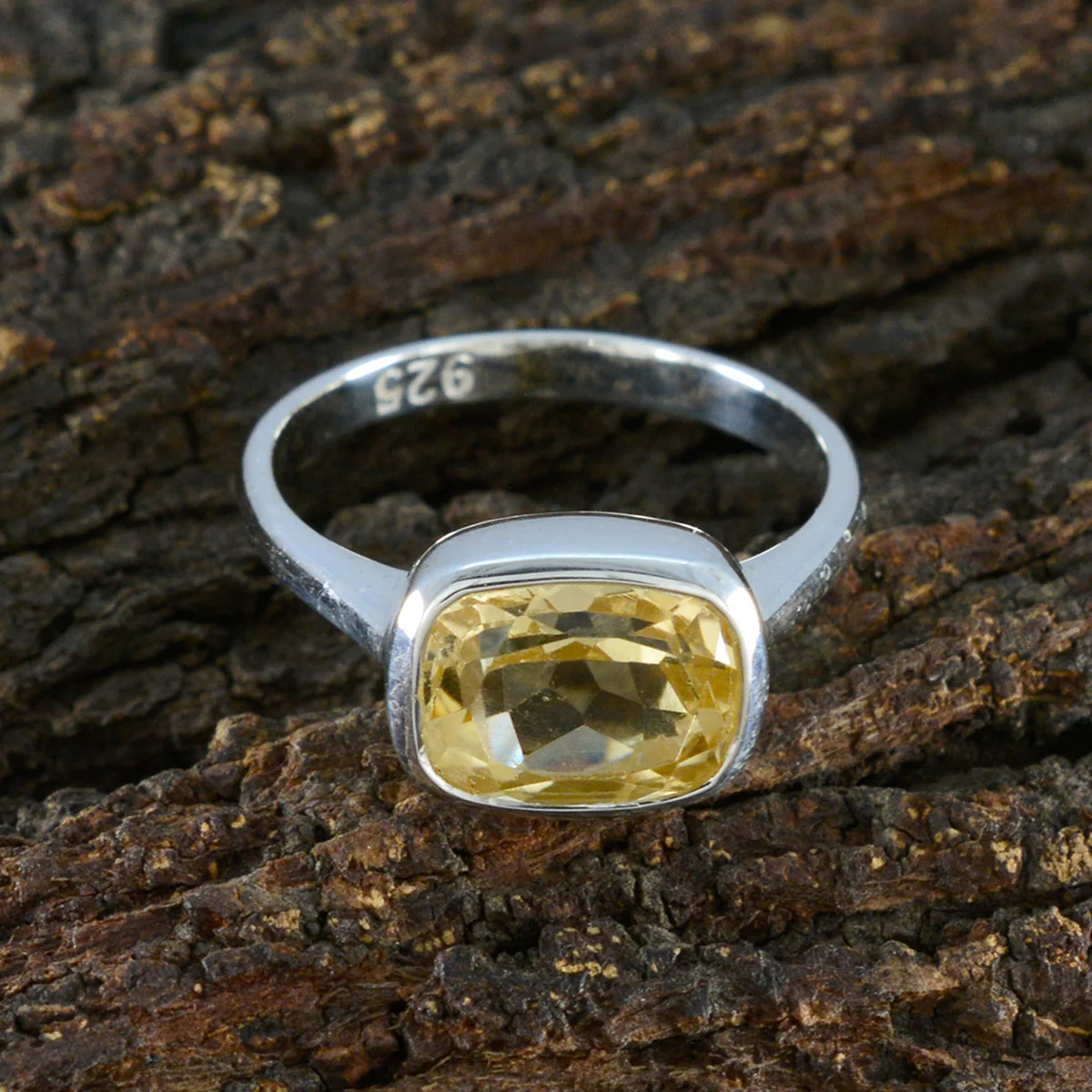 Citrine Solitaire Indian Sterling Silver Yellow Gemstone Slim Feminine Ring Jewelry - Image 3